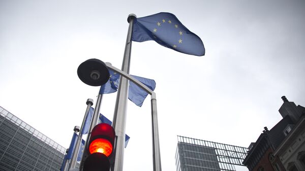 Флаг Евросоюза в Брюсселе. Архивнео фото