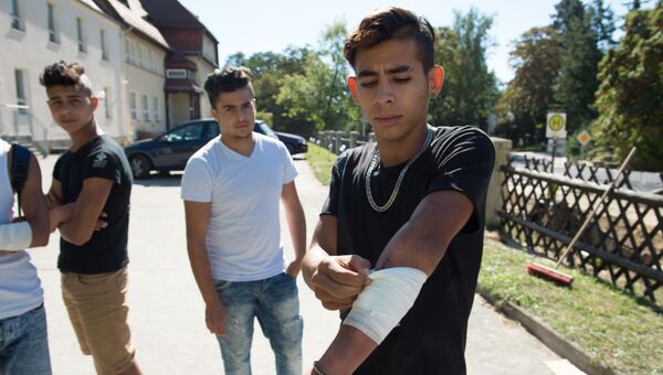 Подростки, участвовавшие в драке в городе Баутцен на востоке Германии. 15 сентября 2016