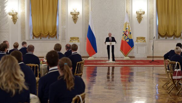 Владимир Путин во время встречи в Кремле с паралимпийской сборной России по летним видам спорта. 19 сентября 2016
