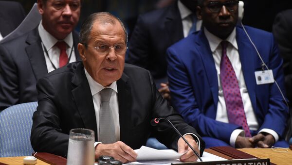 Министр иностранных дел России Сергей Лавров на заседании Совбеза ООН по Ближнему Востоку в Нью-Йорке. 21 сентября 2016