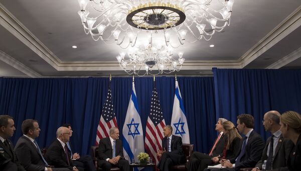 Премьер-министр Израиля Биньямин Нетаньяху и президент США Барак Обама во время встречи в Нью-Йорке. 21 сентября 2016