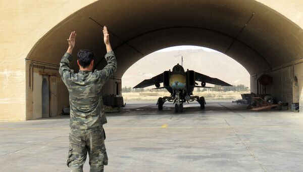 Истребитель ВВС Сирии на военном аэродроме в 50 км к северо-востоку от Дамаска. Архивное фото