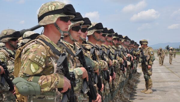 Военнослужащие Грузинской армии во время совместных учений НАТО в Тбилиси, Грузия, архивное фото