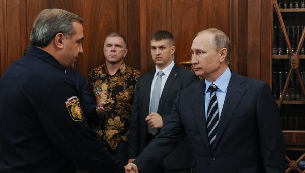 Владимир Путин и Владимир Пучков во время встречи в Кремле. 23 сентября 2016