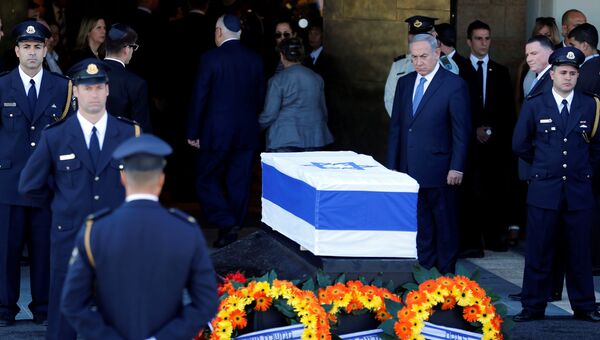 Премьер-министр Израиля Беньямин Нетаньяху на церемонии прощания с экс-президентом Шимоном Пересом в Иерусалиме. 29 сентября 2016