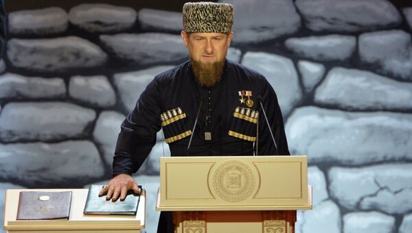 Избранный глава Чеченской Республики Рамзан Кадыров во время церемонии инаугурации в Грозном