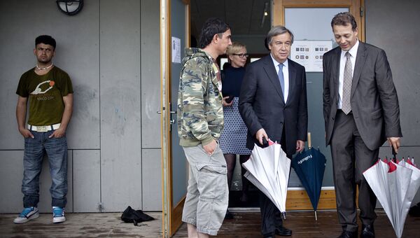 Португальский политик Антонио Гутерреш во время визита в Данию