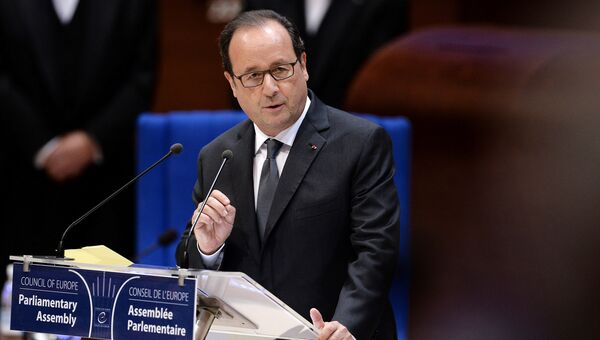 Президент Франции Франсуа Олланд во время выступления на сессии ПАСЕ в Страсбурге. 11 октября 2016