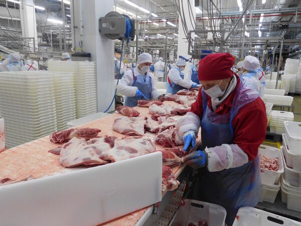 Работа мясоперерабатывающего завода ГК Агро-Белогорье
