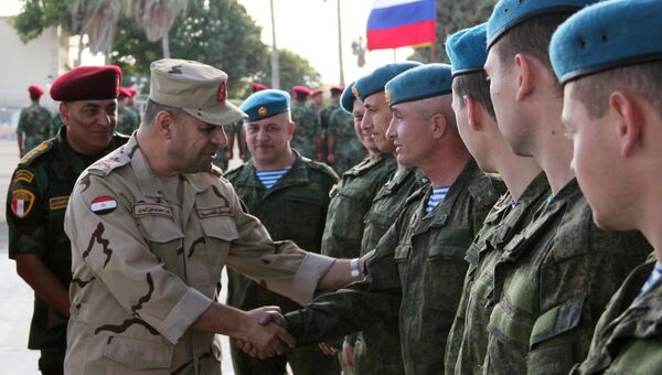 Генерал Мохаммед Исмаил Эльбадуи на торжественной встрече российских военнослужащих, прибывших в Египет на учения Защитники дружбы - 2016