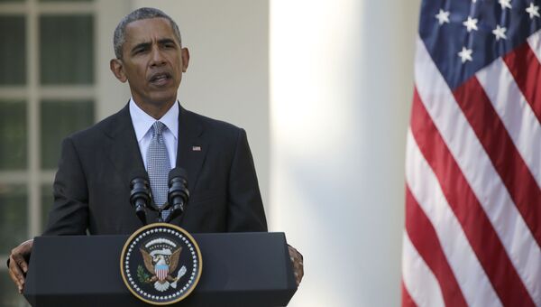 Президент США Барак Обама во время пресс-конференции по итогам переговоров с премьер-министром Италии Маттео Ренци в Вашингтоне