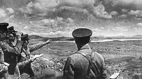 Советские командиры на берегу озера Хасан во время вторжения японских войск. 1938 год 
