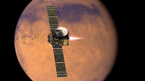 Межпланетный аппарат ЭкзоМарс-2016 с посадочным аппаратом Скиапарелли. Архивное фото