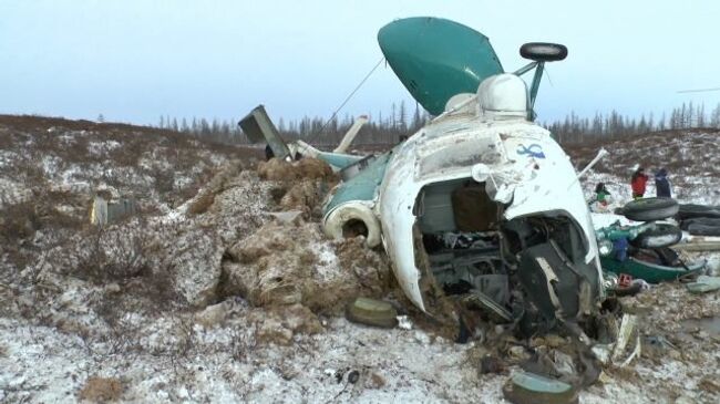 Кадры с места крушения Ми-8 авиакомпании Скол в Ямало-Ненецком АО