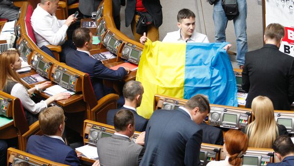 Надежда Савченко на заседании Верховной Рады Украины, архивное фото
