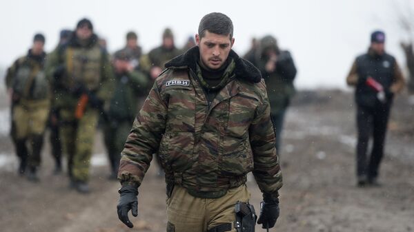 Ополченец Донецкой народной республики (ДНР) с позывным Гиви
