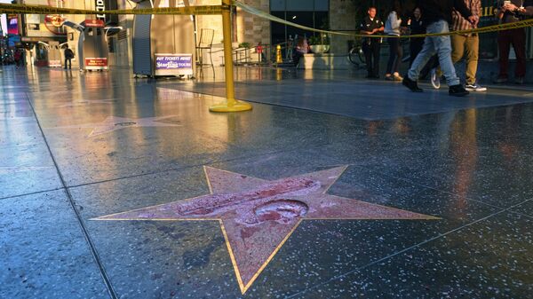 Разбитая звезда Дональда Трампа на Аллее славы в Голливуде. Архивное фото