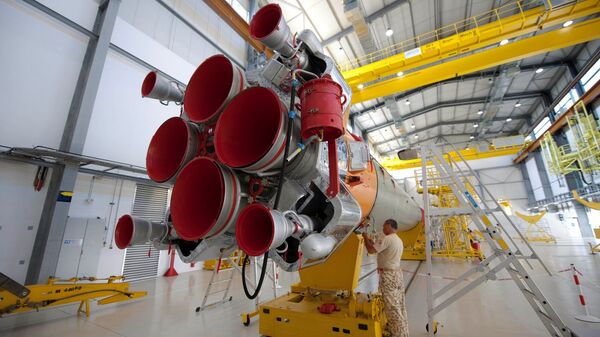 Российская ракета-носитель Союз-СТ на космодроме Куру во Французской Гвиане
