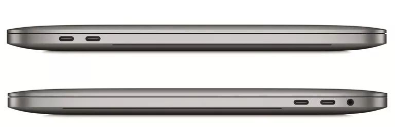 Торцы ноутбука Apple MacBook Pro с разъемами Thunderbolt 3 формата USB Type-C Торцы ноутбука Apple MacBook Pro с разъемами Thunderbolt 3 формата USB Type-C