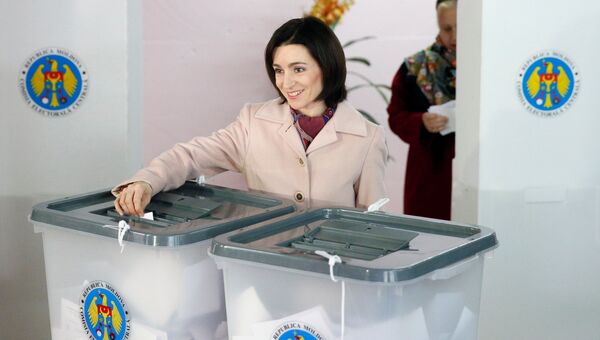 Майя Санду во время выборов в Молдавии