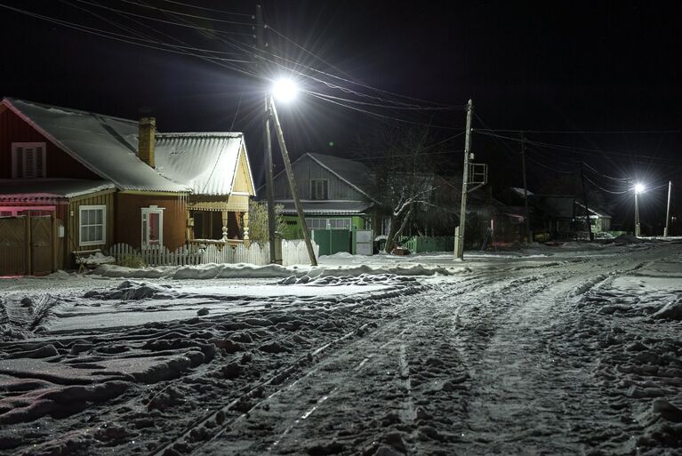 Снег в селе Березовка Томской области