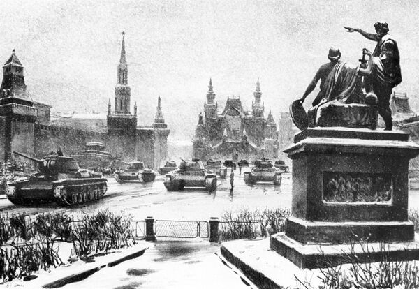 Парад 7 ноября 1941 года. Работа художника Владимира Богаткина 