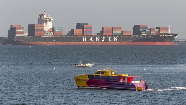 Судно крупнейшей контейнерной компании Южной Кореи Hanjin Shipping. 1 сентября 2016 года