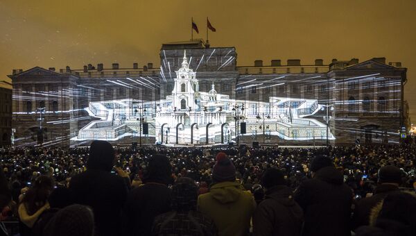 Мультимедийное 3D-mapping шоу в Санкт-Петербурге. Архивное фото
