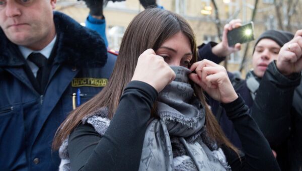 Задержанная за нарушение ПДД Мара Багдасарян в Савеловском районом суде Москвы. Архивное фото