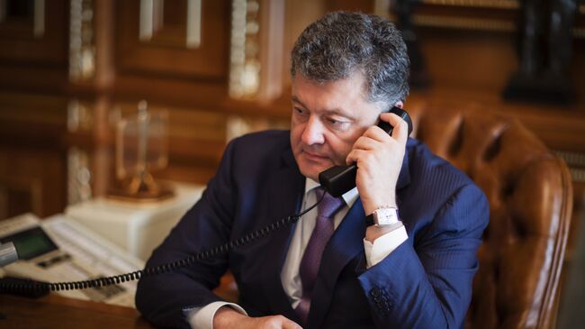 Президент Украины Петр Порошенко во время телефонного разговора. Архивное фото