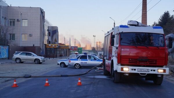 Тушение пожара на складе в Благовещенске. 9 ноября 2016