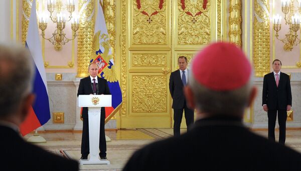 Президент РФ Владимир Путин принял верительные грамоты у 19 послов иностранных государств. 9 ноября 2016