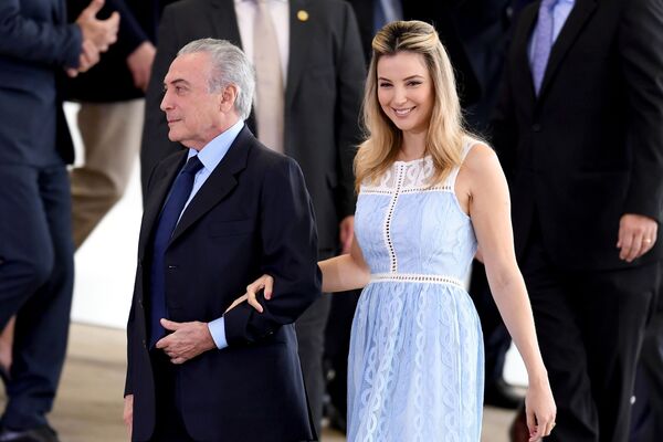 Первая леди Бразилии Марсела Темер с супругом Мишелем Темер, Президентом Бразилии
