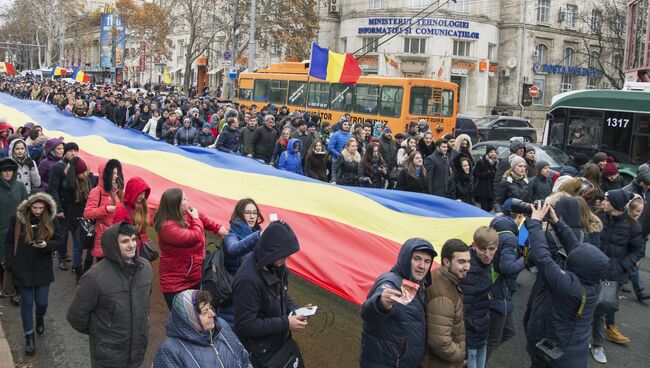 Акция протеста в связи с результатами выборов в Молдавии