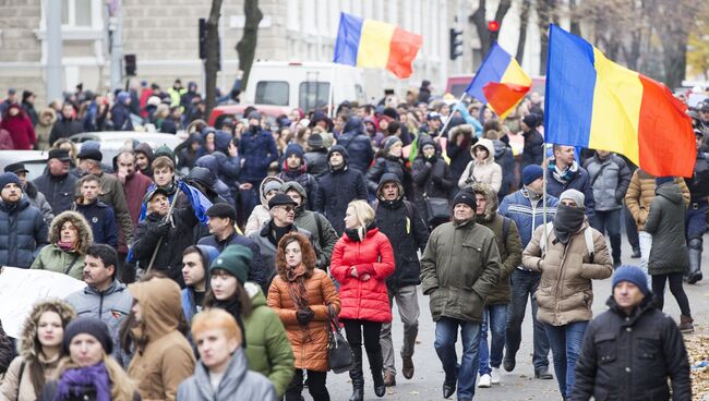 Акция протеста в связи с результатами выборов в Молдавии