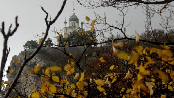 Церковь Воскресения Христова на Красной скале над поселком Форос в Крыму. Архивное фото