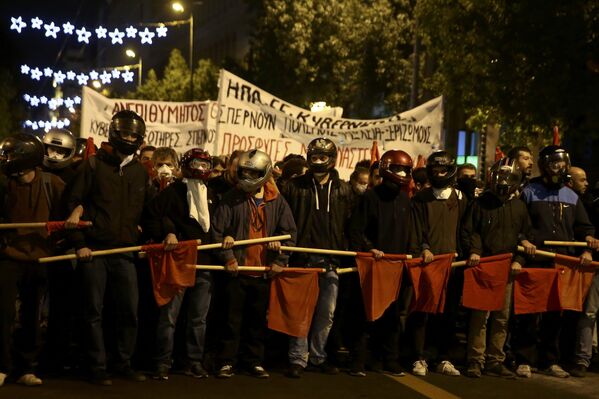 Акция протеста против визита президента США Барака Обамы в Афинах, Греция. 15 ноября 2016