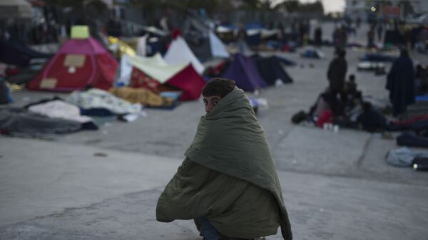 Мигранты на греческом острове Хиос