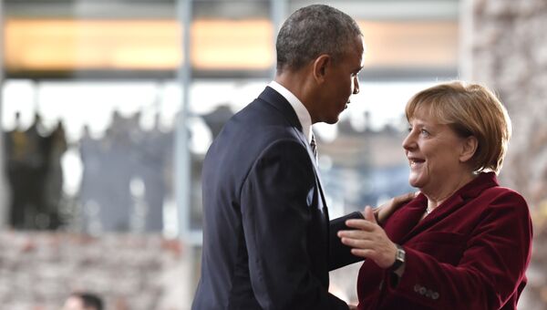 Президент США Барак Обама и канцлер Германии Ангела Меркель в Берлине