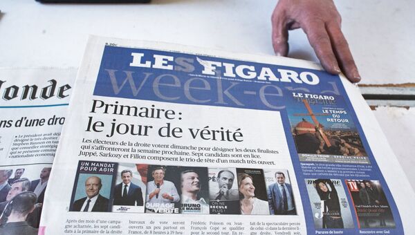 Французская газета Le Figaro в день голосования первого тура праймериз правых и центристов. 20 ноября 2016