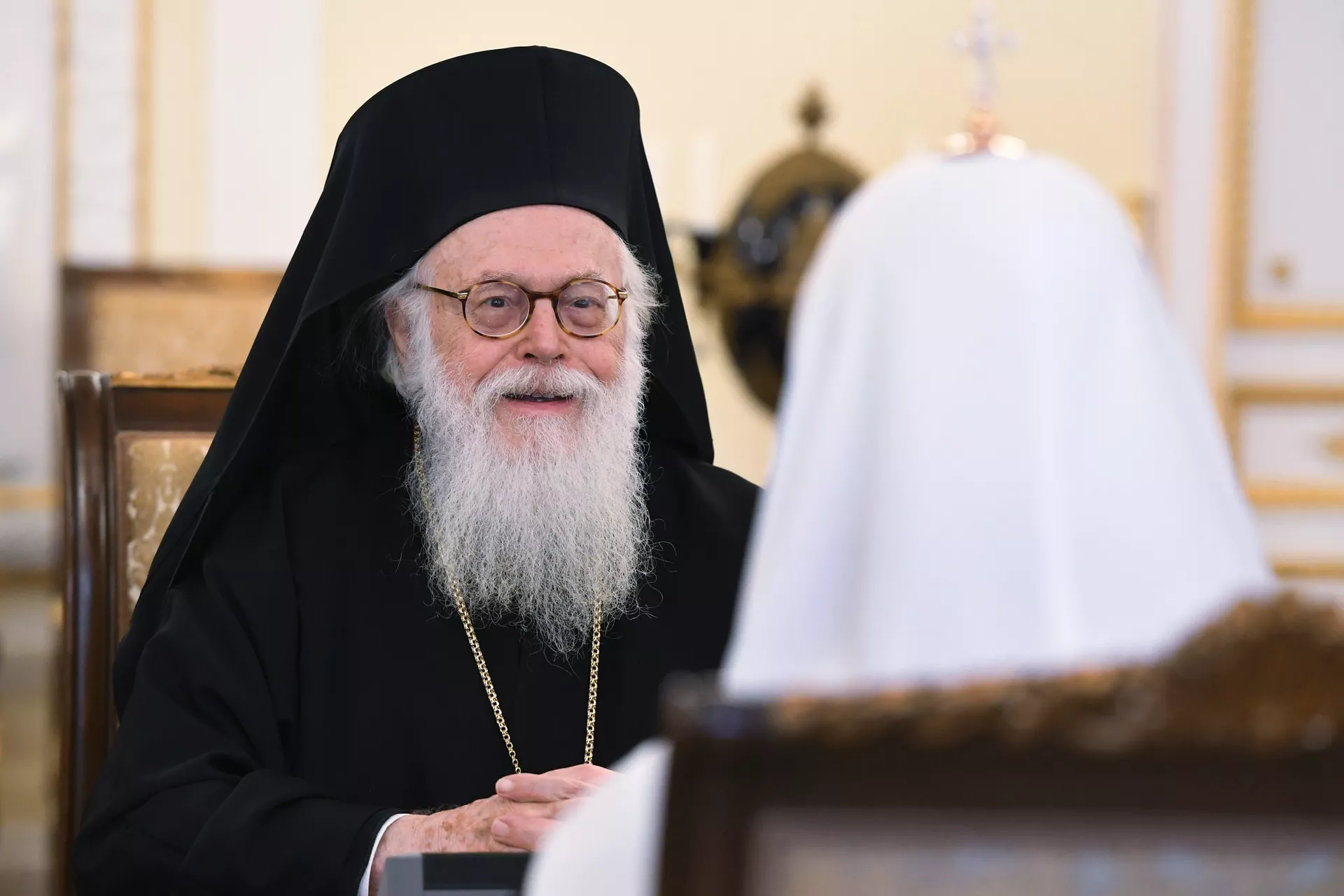 Архиепископ Тиранский и всей Албании Анастасий на встрече с патриархом Московским и всея Руси Кириллом Архиепископ Тиранский и всей Албании Анастасий на встрече с патриархом Московским и всея Руси Кириллом - РИА Новости, 1920, 25.01.2025