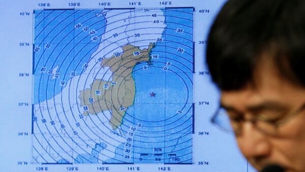 Карта землетрясения в Японии. Архивное фото
