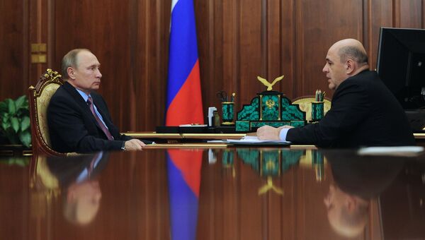Президент РФ Владимир Путин встретился с руководителем Федеральной налоговой службы Михаилом Мишустиным. 21 ноября 2016