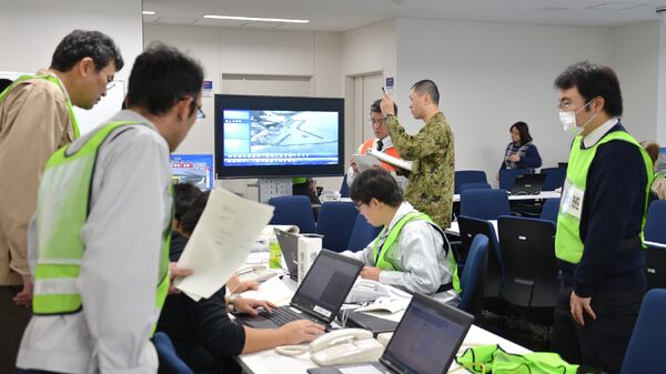 Штаб по сбору данных о землетрясении в префектуре Фукусима, Япония. Архивное фото