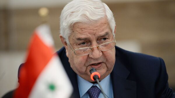 Министр иностранных дел Сирии Валид Муаллем во время российско-сирийских переговоров в Дамаске