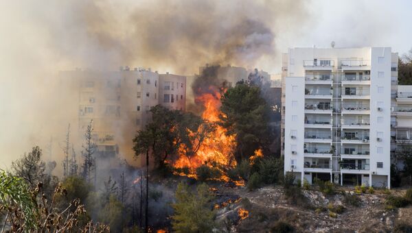 Пожар в городе Хайфа