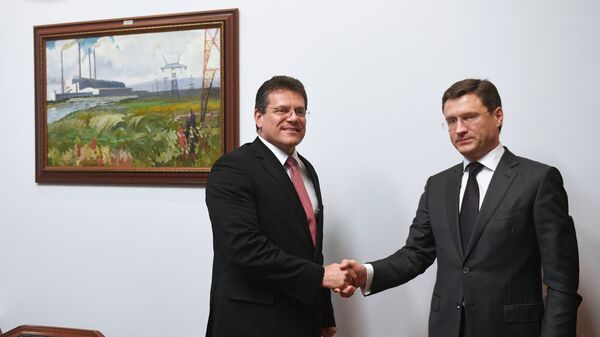 Министр энергетики РФ Александр Новак и вице-президент Еврокомиссии по энергосоюзу Марош Шефчович во время встречи в Москве