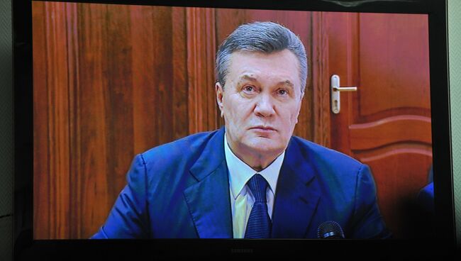 Допрос Виктора Януковича в режиме видеоконференции в качестве свидетеля по делу о беспорядках в Киеве в феврале 2014 года