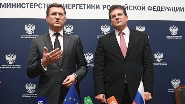 Министр энергетики РФ Александр Новак и вице-президент Еврокомиссии по энергосоюзу Марош Шефчович