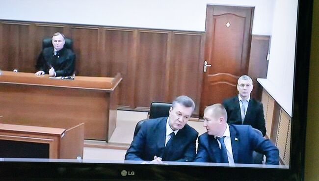 Допрос Виктора Януковича в режиме видеоконференции в качестве свидетеля по делу о беспорядках в Киеве в феврале 2014 года. 25 ноября 2016